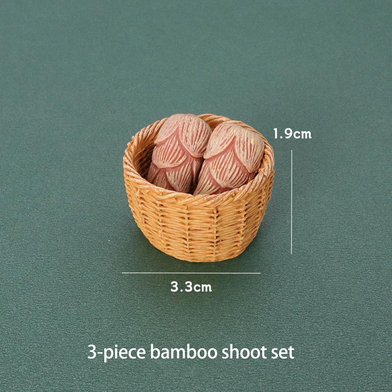 3Pcs/Set Dollhouse Simulation Vegetable Handheld Basket Model Mini Vegetables Decoration For 1/12 Dolls House Kitchen Play Toys