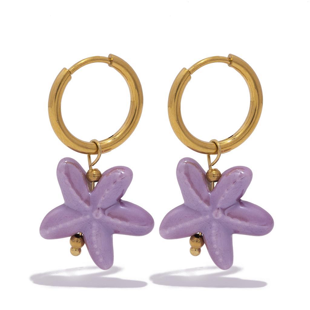 Ceramic Dopamine Starfish Earrings for Women Colorful Vibrant Pendant Youthful Hypoallergenic Jewelry Gift