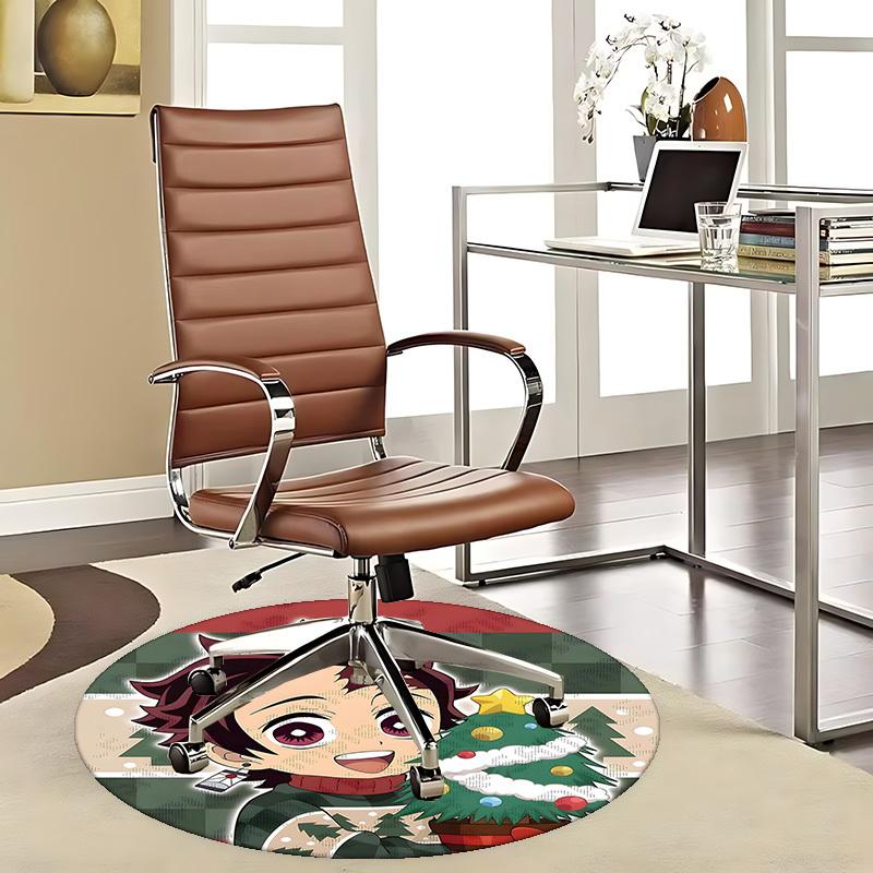 

1pc Anime Christmas Tree Round Carpet Office Chair Mat, NonSlip Rug for Home Decor, Seasonal Gift, Suitable for Office 80cm