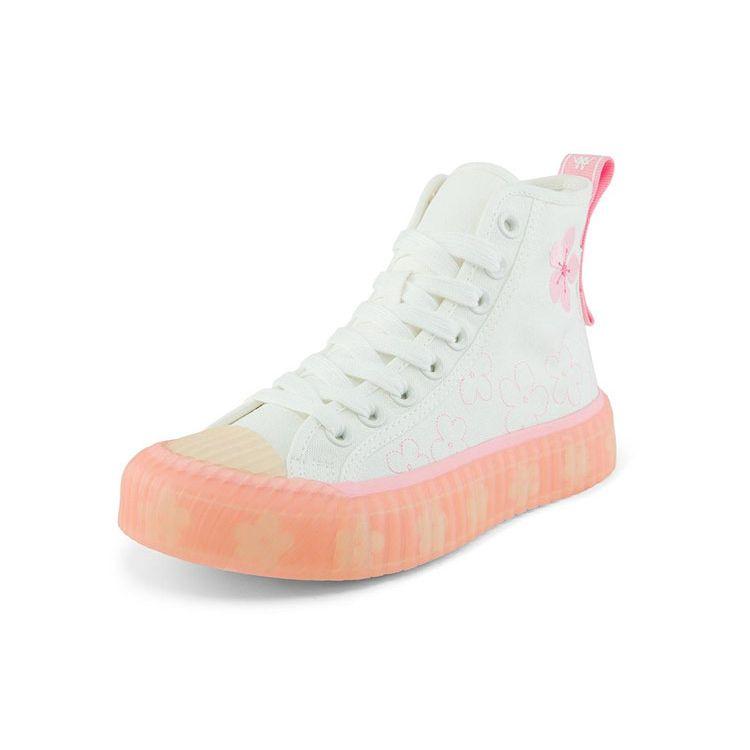 Kappa Logo High-Top Canvas Shoes Non-Slip Wear-Resistant Lightweight Shock Absorbing Unisex Sneaker White Pink K0BW5VS22D-012