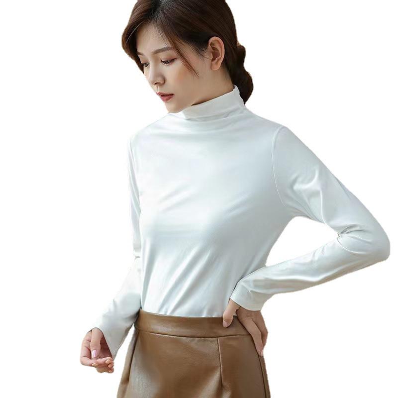 Damen Neunfarbiges Halbhoher Kragen Hautfreundliches Schlankmachendes Langarm-Oberteil