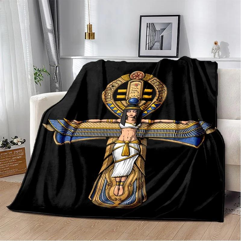 Egypt Blanket Cross Flannel Throw Blanket Soft Cover Lightweight Warm Blankets for Bed Sofa Couch King Queen Size for Teens Man