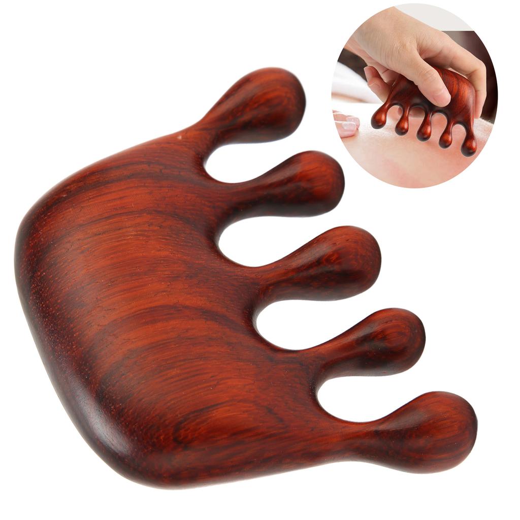 Holz Massagekamm Mehrzweck Sandelholz Breitzahn Kopfhautmassagekamm für Kopf Nacken Schultern Hände