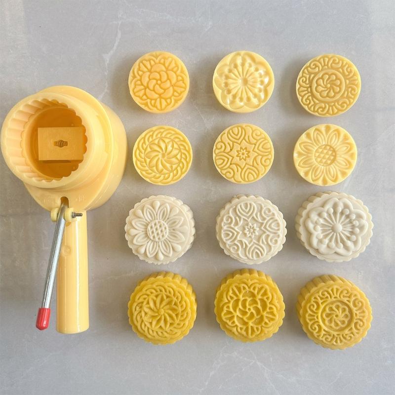 Verstellbare Handpresse Mondkuchenformen Professionelle Mondkuchenformen Einzigartiges Blumenmuster Gebäck Backen Prägegerät
