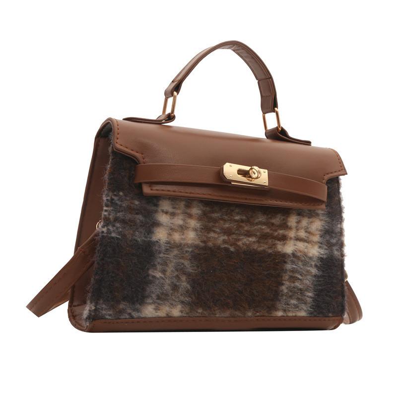 Fashionable Plaid Color Block Shoulder Crossbody Bag Women Bags2024 Street Style