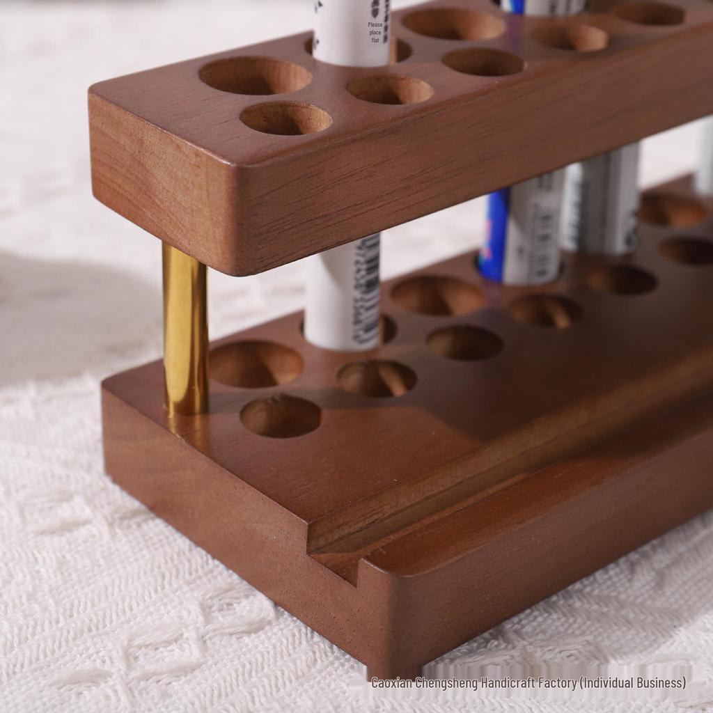 Solid Wood Pen and Gadget Holder - Multifunctional Desktop Organizer