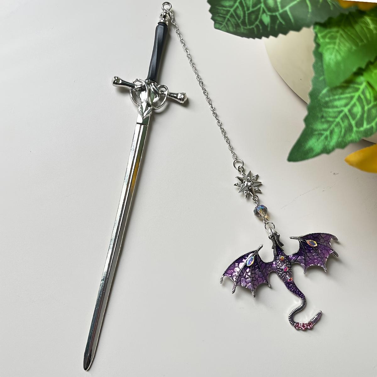 

1Pc Dragon Sword Fantasy Bookmark, Birthday Gift, Silver Metal Jewelry Bookmark for Readers, Unique Gift, Gift for Women and Men