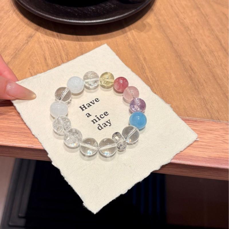 12% Sweet Natural Multi-Stone Crystal Bracelet White Azeztulite Snowy Phantom Aquamarine Women