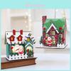 Christmas Wooden House Decor With Snowy Scene For Holiday Home Display