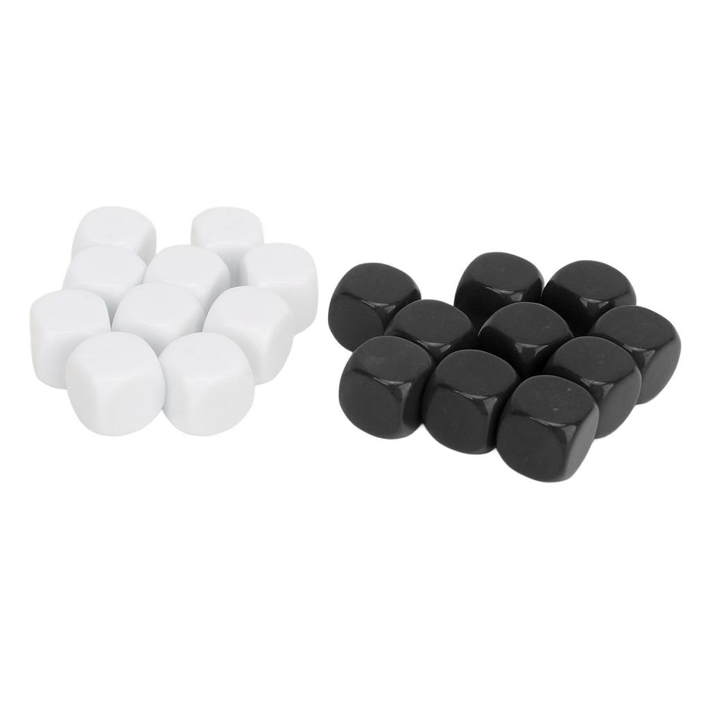 20 Pcs DIY Sticker Dice Blank Durable Plastic Dice Smoothed Surface Six Sided Dice with Rounded Corners White and Black