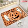 Happy Halloween Ghost Pumpkin Bat Letter‑printed Entry‑way Doormat, Cute Spooky‑style Floor Rug, Household Decor Mat