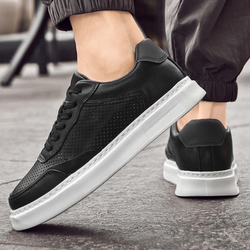 Men's Shoes Thick Baseplate Shoes Men's Breathable Hole Shoes Loose Handmade Retro Little White Shoes Men's Foreign Trade Sports Casual Shoes