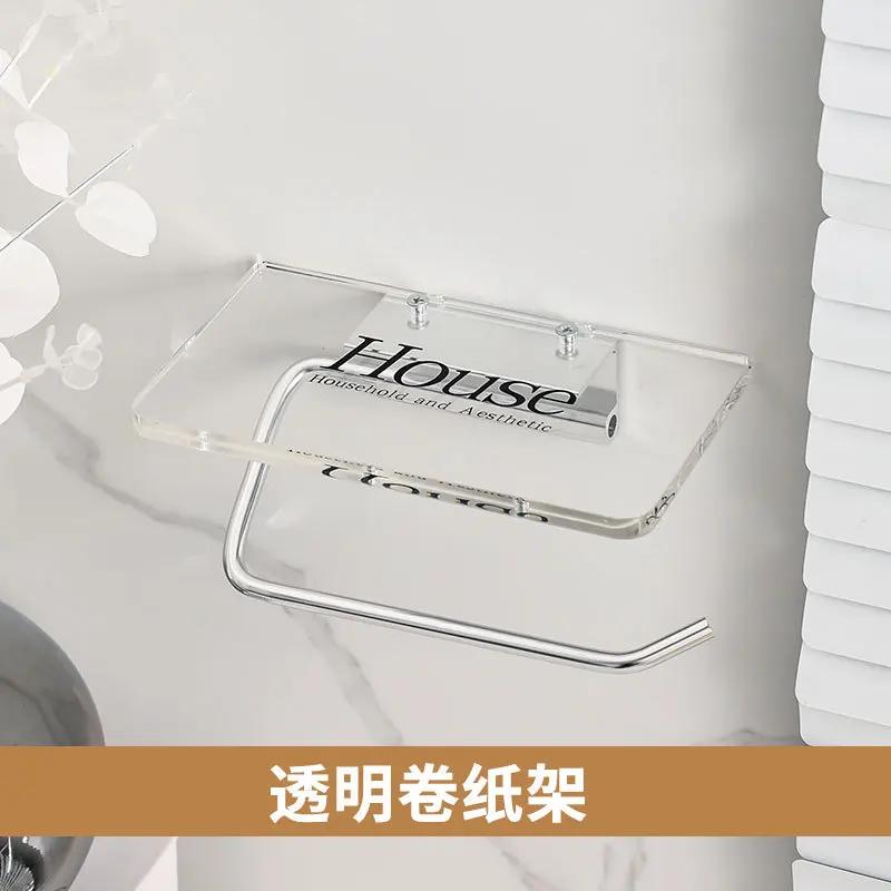 Electroplated Bear Tissue Holder Acrylic Wall Mounted Paper Holder Toilet Roll Paper Holder Bathroom Wall Mounted Storage Rack