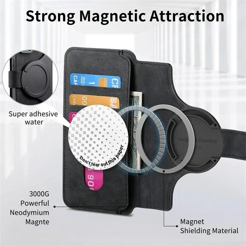 Flip PU Leather Card Holder Case for IPhone 18 17 16 15 14 13 12 11 Pro Max 17E 16E Magnetic 2 in 1 Full Protection Wallet Cover