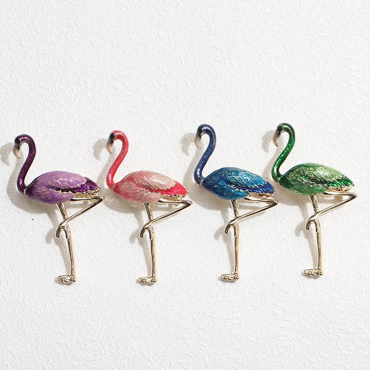 Spilla Brooch alla Moda Fenicottero Lega Unica Stile Esotico come Regalo di Natale