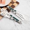 Lijia Stainless Steel Green Handle Food Tongs