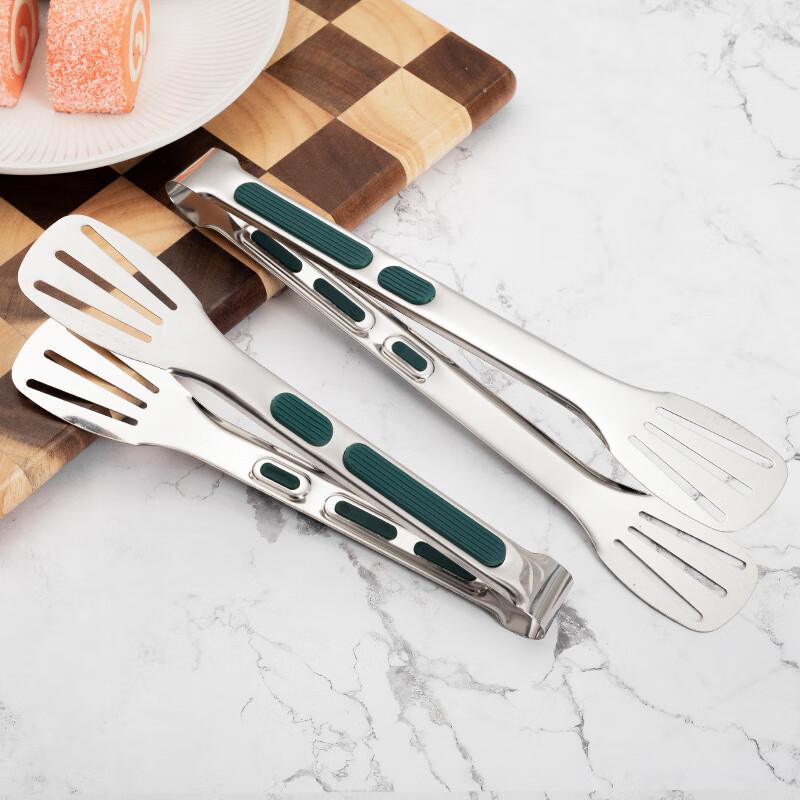 Lijia Stainless Steel Green Handle Food Tongs