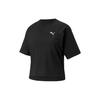 Solid Color Logo Round Neck Short Sleeve T-Shirt Women Tops Black 675596-01