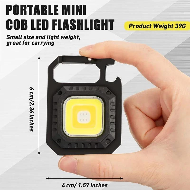 Mini LED Working Light Multifunctional COB Keychain Light Rechargeable Portable Flashlight Outdoor Camping Torch