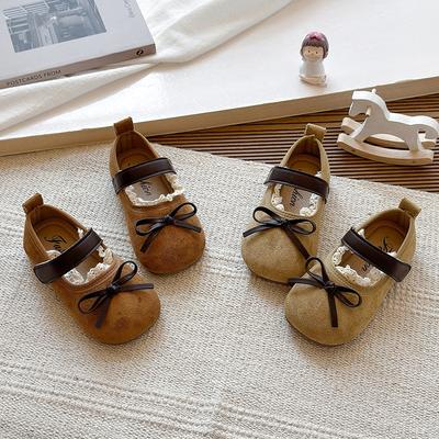 Girls' Leather Shoes for Spring and Autumn, New Toddler Princess Shoes for Baby Girls, Simple Lace-up Shoes for Young Girls, Versatile