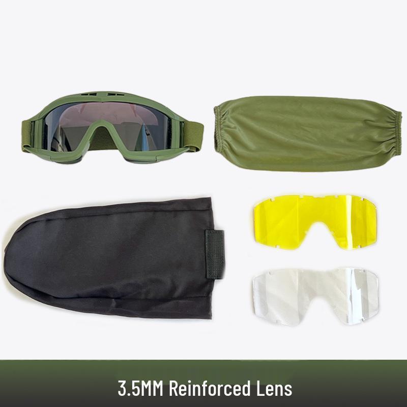 Impact-Resistant Tactical Combat Goggles - Windproof & Sandproof Shooting Glasses for Outdoor Use