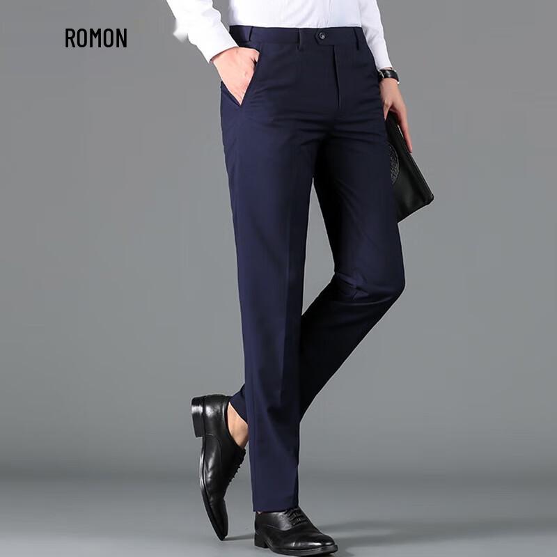 Romon Men s Anti-Wrinkle Non-Iron Business Casual Trousers 32