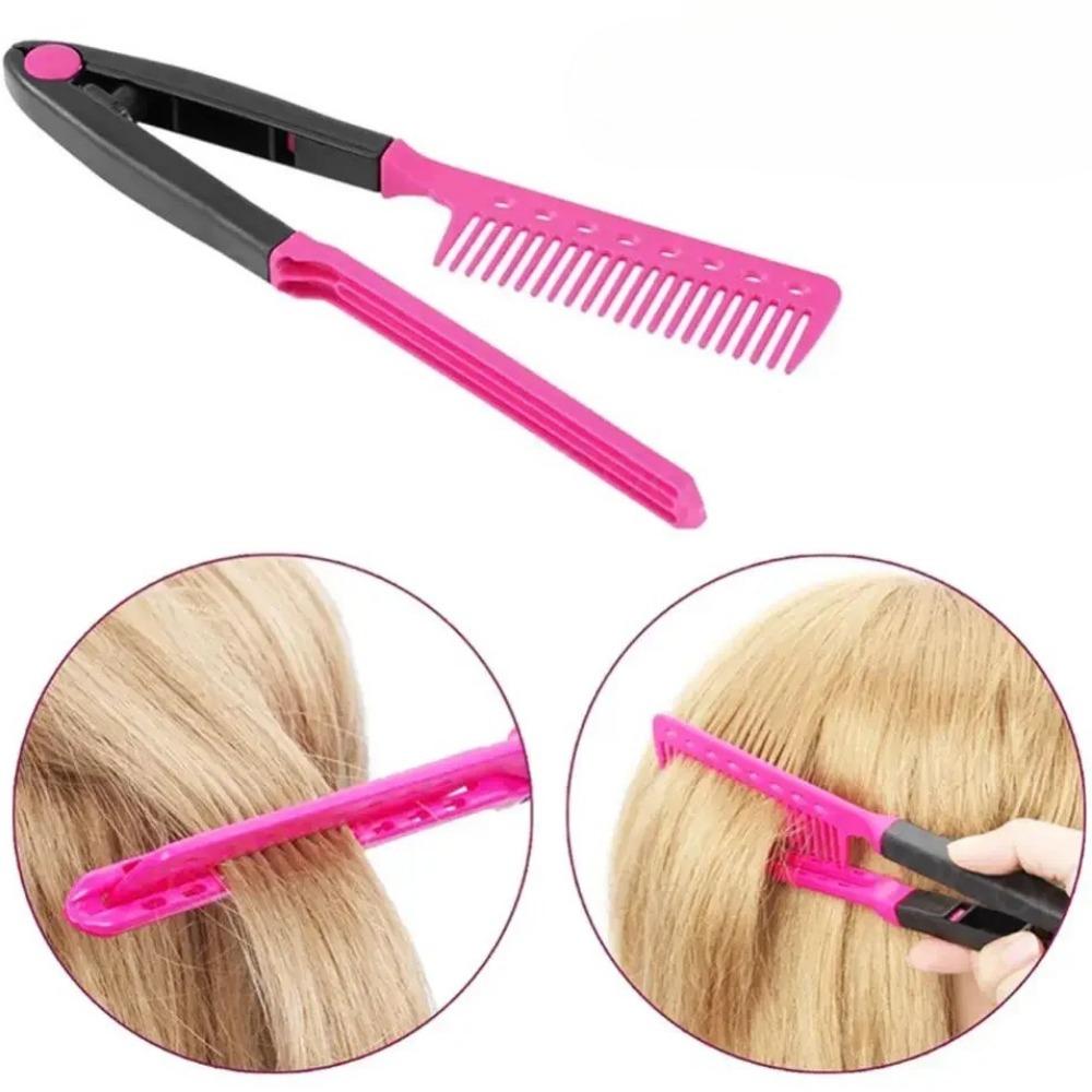 1pcs Folding V Type Hair Straightener Brush Hairdress Tool Hairdressing Combs Natural Hair Styling Curling Comb Hair