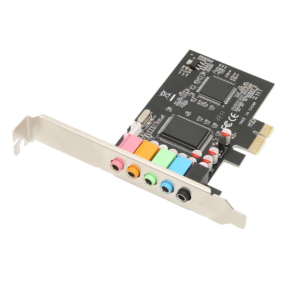 PCIE 5.1 Sound Card 6 Channel Surround Sound Playback Recording 24bit 48KHz Internal Sound Cards with PCI Express Port