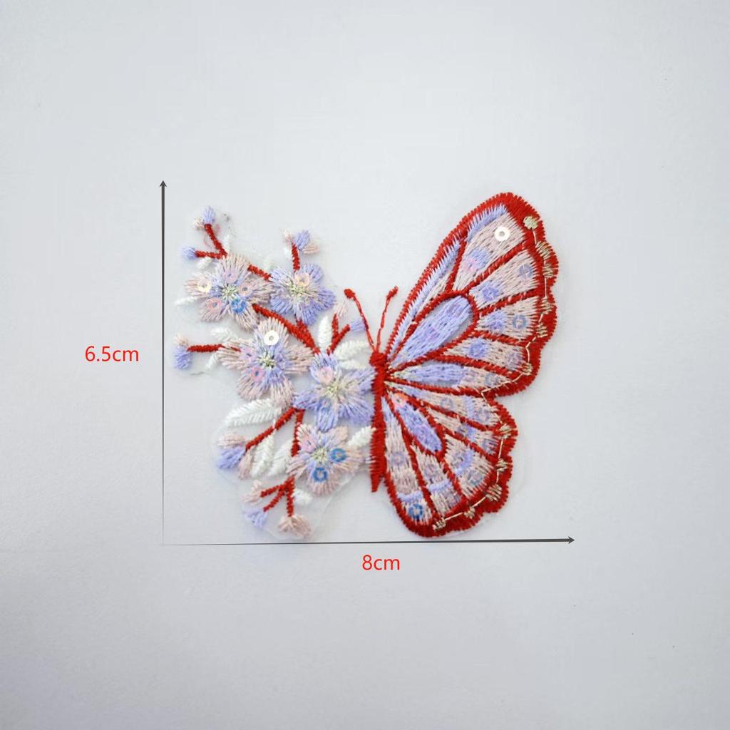 1Pcs Colourful Embroidered Butterfly Tulle Lace Trim PatchRepair DlY Hairpin Headdress Garme Sewing Decoration