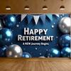 Happy Retirement Banner Gold Silver Balloon Retirement Party Decoration Backdrop Celebration Event Background Props Customized