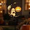 Festive Garden Stake Lights Solar Snowman/Ghost Moon Light, Waterproof Metal Sculpture, Decorative Iron Ground Insert Powered Lamp for Outdoor Pathway