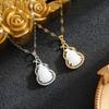Elegant European & American Style Korean Stone Gourd Pendant Necklace, Fashionable Clavicle Chain, Internet Celebrity Inspired.
