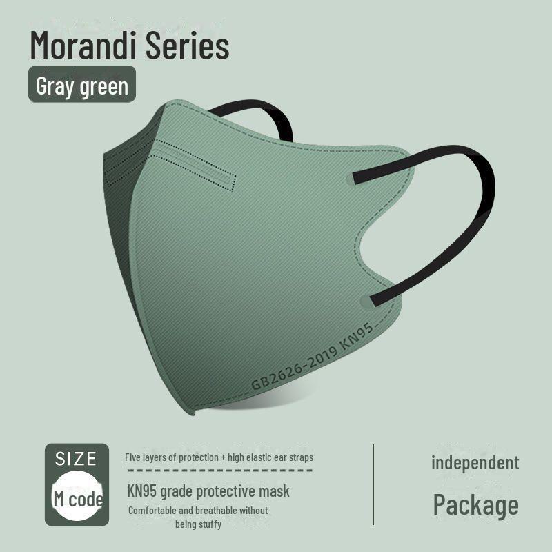 Morandi Color 3D KN95 Adult Mask, Four-Layer Disposable with Ear Loops, Individually Packaged
