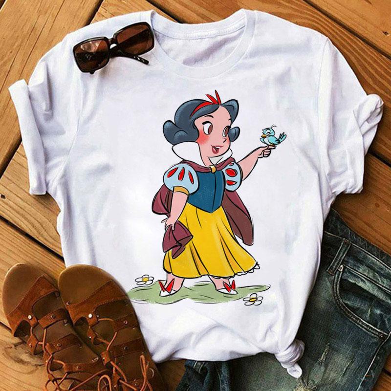 Disney Cartoon Princess Printed Women T-shirt Kawaii Graphic Printed T Shirt Summer Casual Short Sleeve Female Tops Tshirt Tees