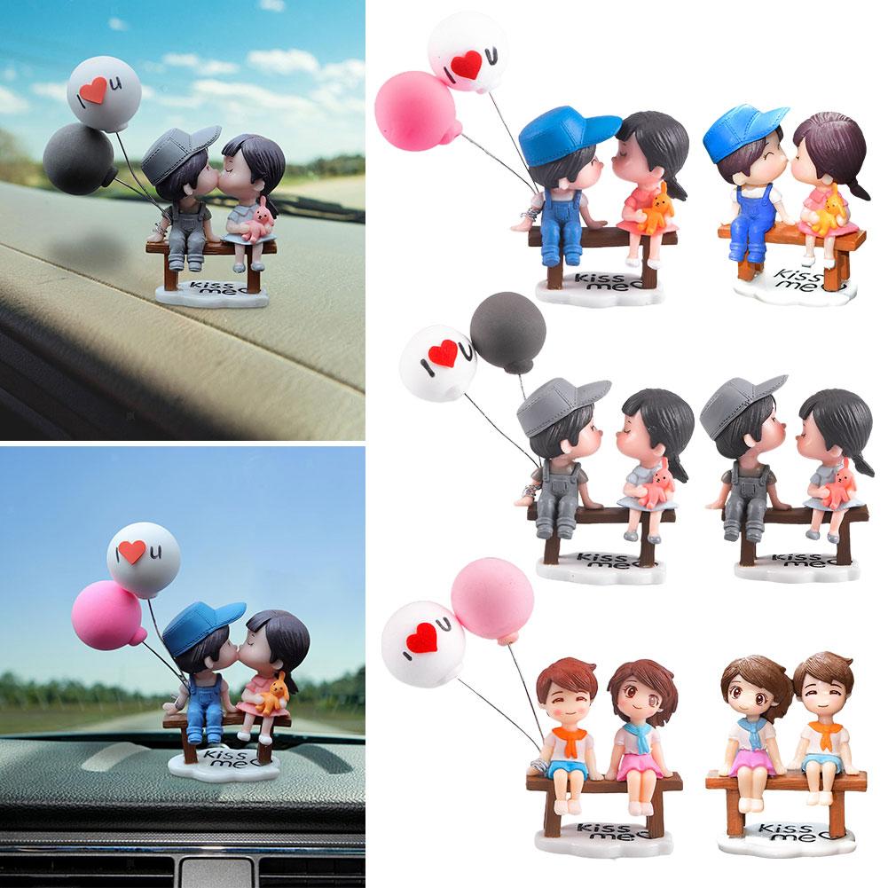 Anime Couples For Car Ornament Model Cute Kiss Balloon Figure Auto Interior Decoration Pink Dashboard Figurine Accessories Y8H2