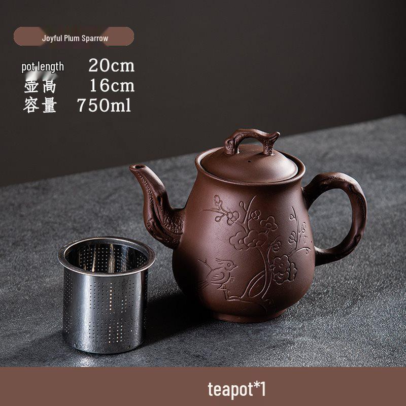 Large Capacity Handmade Yixing Zisha Teapot with Ceramic Teacup Set