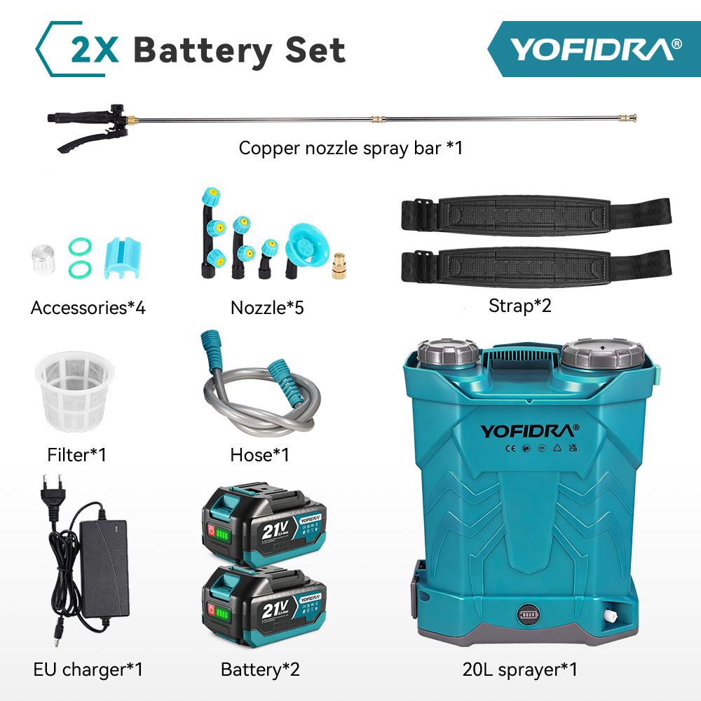 Yofidra Spruzzatore Elettrico 20L Alta Capacità Zaino Spruzzatore per Prato e Giardino Strumenti Elettrici Per Batteria Makita 21V Pin