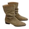 Mid-tube Western Cowboy Stacking Boots Women's Summer Thin Spring and Autumn Single Boots Suede Pointed Short Tube Skinny Leg Knight Short Boots