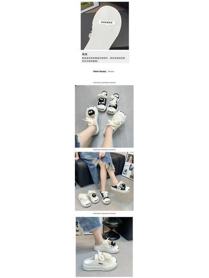 Women's 2025 Summer Korean Style Flat Canvas Slip-On Slippers