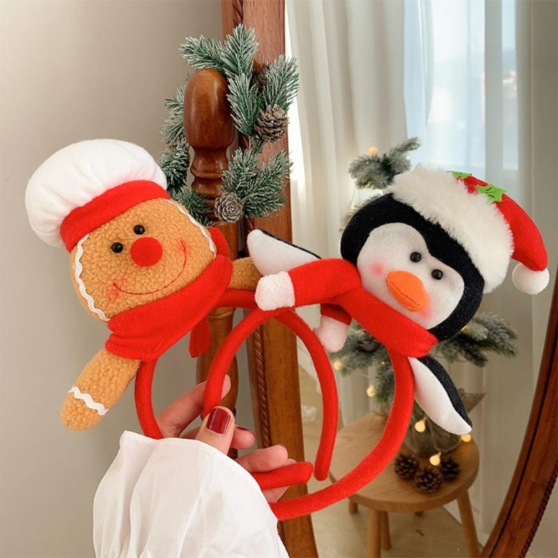Xmas Santa Claus Hair Hoop Gingerbread Man Headband Snowman Hairband Holiday Party Headbands Christmas Photo Props
