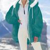 Women's Fashionable Plush Zipper Pocket Hooded Long Sleeved Loose Warm Jacket