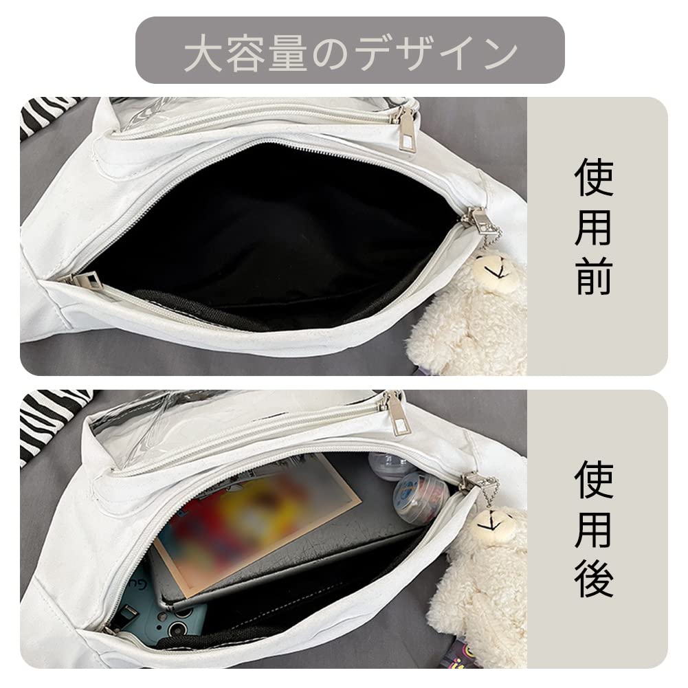 [YUYAKESHI] Ita-bag Waist Pouch with Clear Window, Adjustable Length, Shoulder Bag with Buckle, Display Pouch for Badges, Perfect for Outings (Pink)