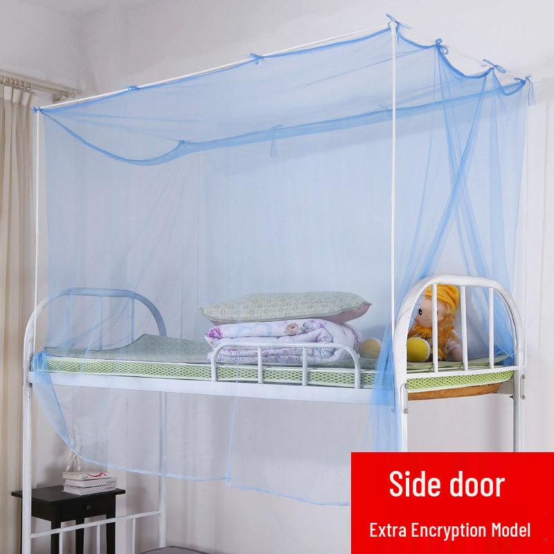 Single Bunk Bed Mosquito Net with Free Shipping - Square Top Tent Frame, Side Opening, 90cm for Dorm Rooms