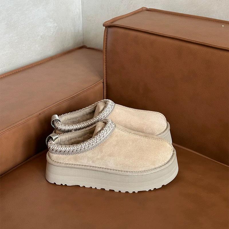 Sangpo Ethnic-Style Women's Winter Boots - Leather & Fur, Thick Sole, Height-Boosting, Velvety Warmth, Cotton Lining