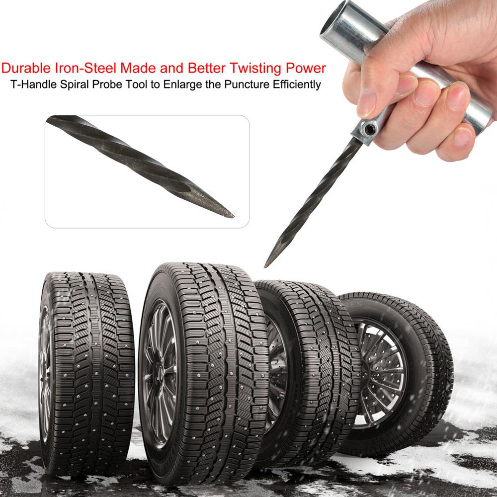 Professionelles 57-teiliges Reifenreparaturwerkzeug-Set DIY für Auto Van LKW ATV Motorrad Zuhause Stopfen Flicken Einsetzwerkzeug-Set mit rotem Koffer