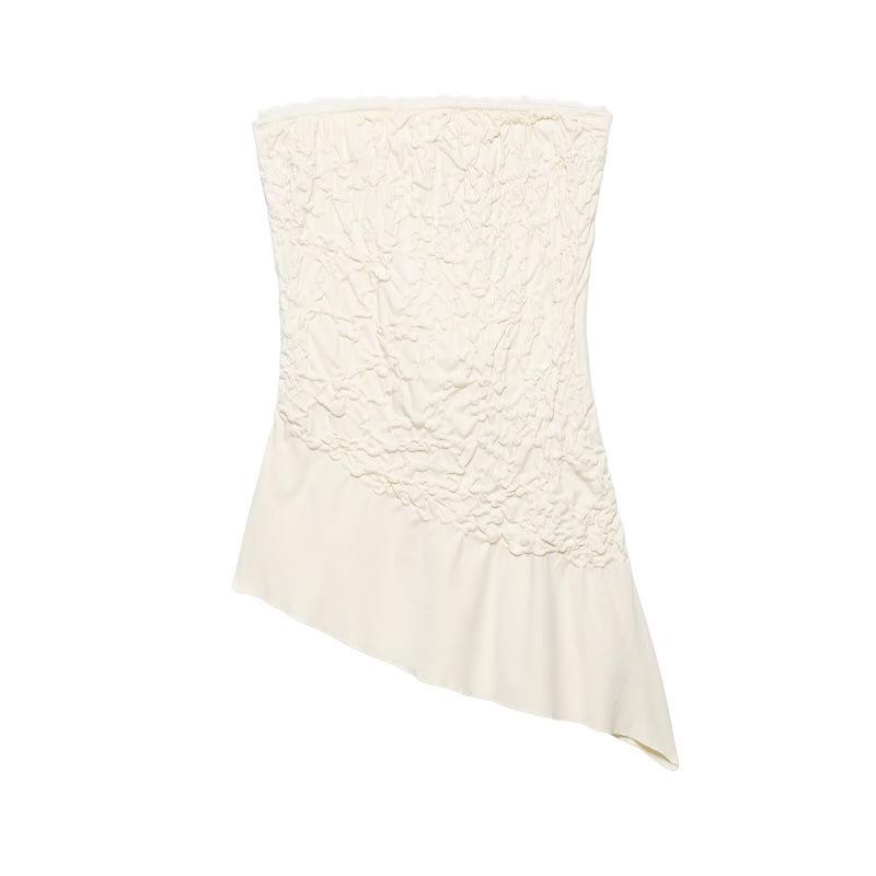Spring 2026 European & American Style Slim-Fit Asymmetrical Bandeau Top M
