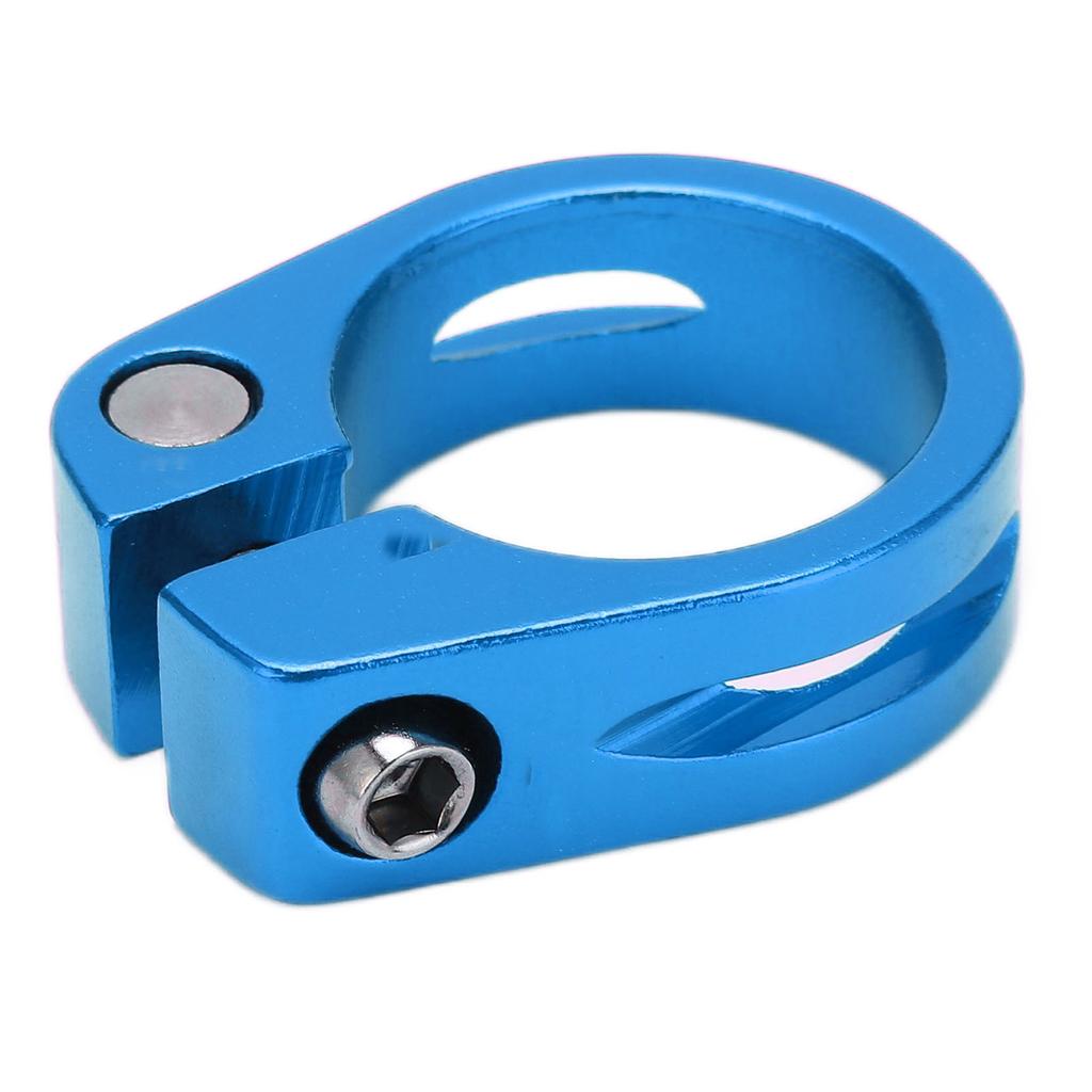 28.6mm Bike Seat Post Clamp Aluminum Alloy Locking Seat Tube Holder Clip for Mountain BicycleBlue