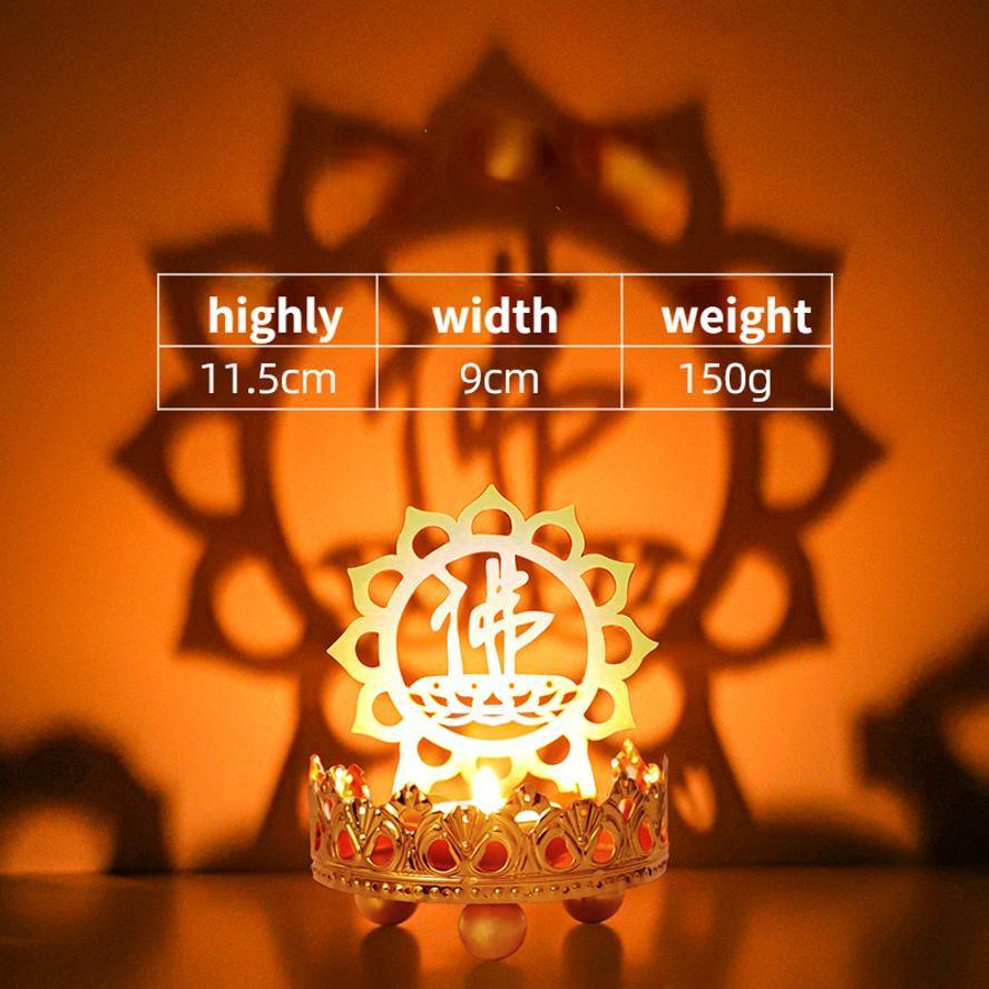 1 Pcs Hollow Out Flower Candle Stand Lotus Buddha Lamp Base Ornaments Metal Light and Shadow Art
