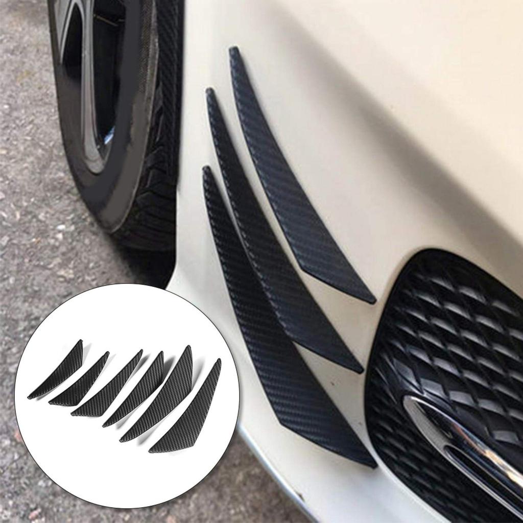 Car Bumper Canard Fin Splitter, 6pcs/Set Carbon Fiber Textured Car Bumper Fin Canard Splitter