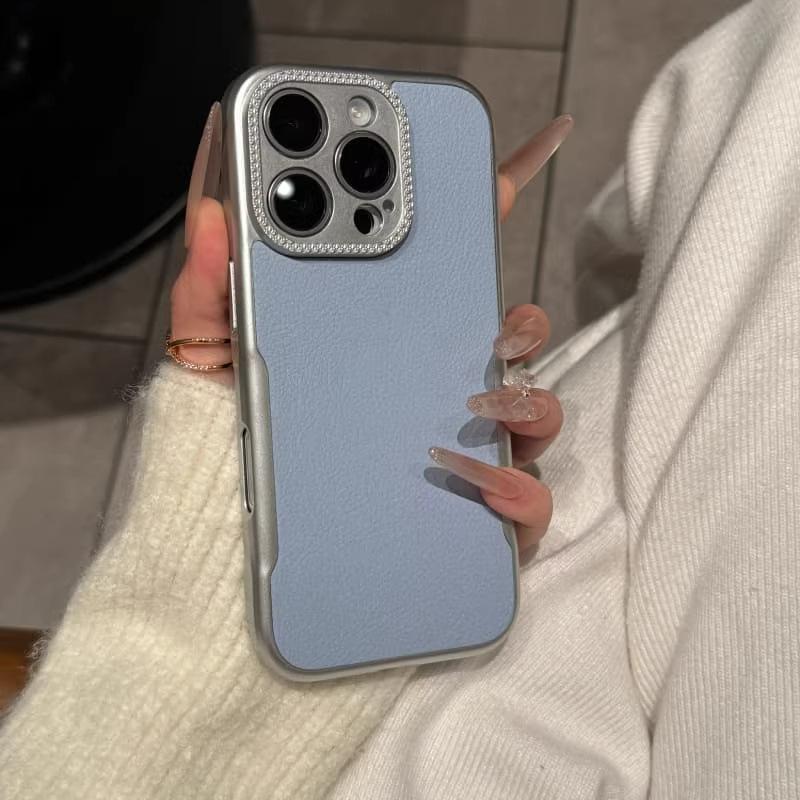 Slim Frosted Leather Texture Phone Case for iPhone 17/16/15/14 Pro iPhone 16 Pro синий